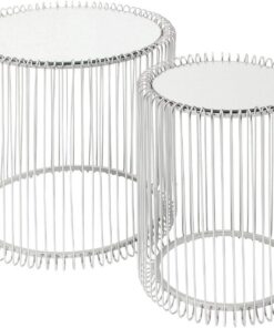 Kare Design Mesa auxiliar Wire Silver (2/Set) Ø44cm