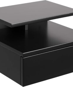 AC Design Furniture Fia mesita de noche, al.: 22,5 × an.: 32 × lar.: 35 cm, Negro, MDF, 1 pza.