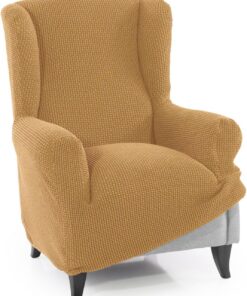 FAVERTI® Funda Super Elástica Sillón Orejero 1 Plaza 70 a 100 cm | Modelo NOVELE | Amarillo | Protector de Calidad de Tejido Jacquard Tacto algodón | Protector Sillón orejero