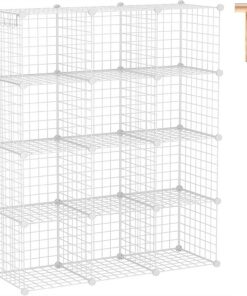 C&AHOME C&HOGAR Almacenamiento de Cubos de Alambre, Estante Modular para Libros, Armario Ideal para Dormitorio, Oficina 36.6 Pulgadas de Largo x 12.4 Pulgadas de Ancho 48.4 Pulgadas de Alto Blanco