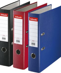 Esselte 628327 – Archivador 75 mm Pack 3 Surtidos | Etiqueta de lomo intercambiable, mecanismo de palanca y formato pack para archivo de oficina