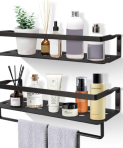 Uten Estante de Pared de Aluminio Espacial, 2 Piezas, 40 cm de Largo, con Toallero, Ligero y Duradero, Apto para Salón, Cocina, Baño, Dormitorio