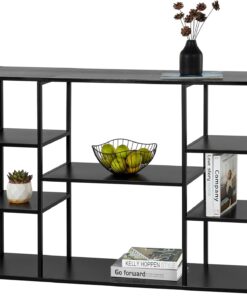 HDANI Mesa Consola de Entrada Moderna, 4 Niveles, Marco Robusto y Estable con Patas Ajustables para Sala de Estar, Pasillo, Puerta de Entrada, Negro, 120×30×80cm