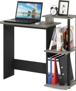 Furinno Efficient Escritorio, Roble francés Gris/Negro, Talla única