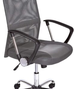Inter Link - Silla de Oficina Regulable en Altura - Estructura de Metal - Asiento - Gris - Imitación Cuero - Torino