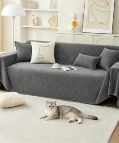PETCUTE Fundas de Sofa, Protector Funda Sofa Cómodo y Suave, Fundas Sofá 1/2/3 Plazas,Universal, Reversible,Funda Sofas Gatos y Perros Mascotas,Cubierta Protectora de Sofá,Gris Oscuro,180 * 300cm