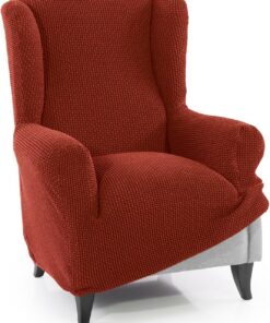 FAVERTI® Funda Super Elástica Sillón Orejero 1 Plaza 70 a 100 cm | Modelo NOVELE | Caldera | Protector de Calidad de Tejido Jacquard Tacto algodón | Protector Sillón orejero