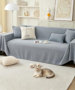 PETCUTE Fundas de Sofa, Protector Funda Sofa Cómodo y Suave, Fundas Sofá 1/2/3 Plazas,Universal, Reversible,Funda Sofas Gatos y Perros Mascotas,Cubierta Protectora de Sofá,Gris Claro,180 * 300cm