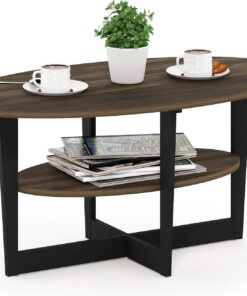 Furinno Jaya Mesa de café, Engineered Wood, Nuez Columbia/Negro, Pack de 1