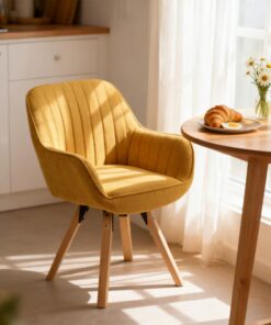 MEUBLE Cosy Silla de Comedor Estilo Escandinavo Giratorias 360° con Respaldo, Asiento Cómodo, Diseño Moderno, Sillas de Cocina, Amarillo