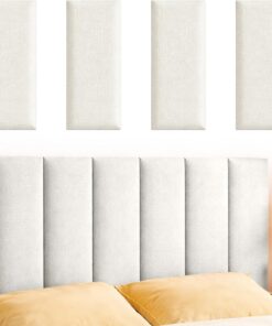 Juego de 4 almohadillas de pared autoadhesivas de 40 x 20 cm, cojines de pared acolchados como cabecero y protección contra impactos, paneles de pared suaves para cama, habitación