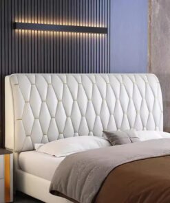 Funda para Cabecero de Cama, Todo Incluido Elástica, Fundas Cabeceros Cubierta de Cabecero de Cama Protector(Beige,220cm/86in)