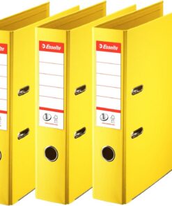 Esselte Clasificador - Archivador de anillas con palanca (75 mm, paquete de 3), color amarillo