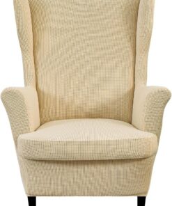 Juego de 2 fundas elásticas para sillas Strandmon, fundas suaves para sillas Strandmon, elegante protector de sillón beige para sala de estar, dormitorio, decoración de hotel