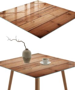 Tapa para Mesa de Centro 50x50 cm | Cuadrado | Multiusos | Bordes Pulidos | Fondo de madera | para la Cocina y Salón | Vetro Temperato | con Impresión Decorativa | Pies Antideslizantes