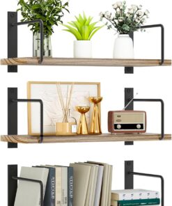 TRAYINDALY Estanteria Pared Madera Juego de 3, Baldas Flotantes Pared Rústicos y Decorativas, Ideals para Dormitorio, Baño, Cocina, Oficina, Sala (Color Natural)