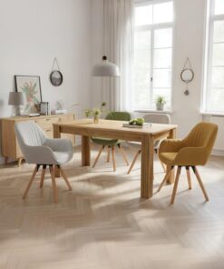 MEUBLE Cosy Silla de Comedor Juego de 4 Estilo Escandinavo Giratorias 360° con Respaldo, Asiento Cómodo, Diseño Moderno, Sillas de Cocina, Multicolores