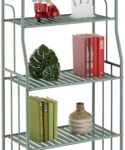 Relaxdays Estantería Metálica, Acero, 133x56x28 cm, Estante Baño y Cocina, 5 Baldas, Librería Metal, sin Fondo, Verde