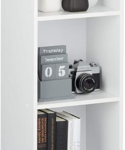 Relaxdays Librería, Cuatro estantes, Mueble Auxiliar, Estrecha, Moderna, Aglomerado, 106 x 30 x 23 cm, 1 Ud., Blanco
