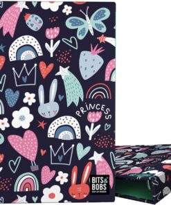 Grafoplas - Carpeta de Anillas A5, Diseño Princess Bits&Bobs, 4 Anillas Redondas 20mm, Plastificado Soft, Perfecto para Documentos Cuarto y dina5, Certificado FSC