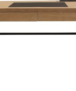 HOME DECO FACTORY - HD3722 Escritorio de Madera con Cajón - Diseñado para Oficina o Habitación - Estructura de Metal Estilo Industrial - Dimensiones 100 x 50.3 x 74 cm - Color Natural