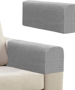 2 fundas protectoras para sillón, fundas antideslizantes para reposabrazos de sofá, fundas gruesas para reposabrazos de sofá, funda para reposabrazos de silla para sofá reclinable (2, gris