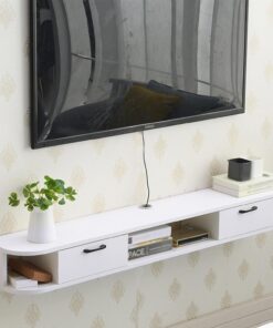 Mueble Tv Suspendido Muebles de TV flotante con cajón Mueble TV flotante Soporte de TV Flotante Consola de TV flotante para la sala | Estante mural colgante para el almacenamiento del dormitorio.(Whit
