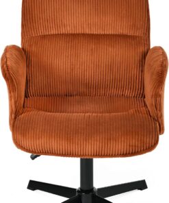 MEUBLE Cosy Sillas de Escritorio Sillones de Maquillaje Giratoria Altura Ajustable con Reposabrazos para Estudio Dormitorio Oficina en Tela de Pana, Rojo