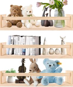 3 Piezas Baldas Flotantes Pared, Estantería Pared Madera de Pino 42x10x9 Cm con Tornillos y Tacos, Repisas Decorativas para Dormitorio, Cocina, Baño y Salón