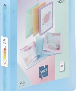 Viquel - Carpeta suave A4 MAXI personalizable con 4 anillas, respaldo de 4 cm, para documentos A4, color azul translúcido