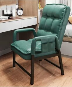 Silla moderna de cuero verde con respaldo ajustable y silla otomana ergonómica con respaldo alto, sillón reclinable individual, cómodo sillón con acolchado grueso