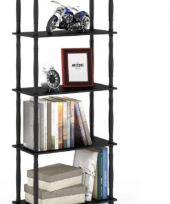 Furinno Estante De Exhibición Multipropósito De 5 Niveles Turn-N-Tube con Tubos Clásicos, Americano / Negro