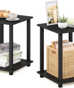 Furinno Simplistic Mesa Auxiliar, Madera compuesta, Color Negro, 39.62 x 39.62 x 49.78 cm