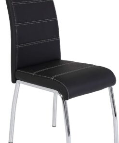 Hela Susi Silla de Comedor con tapizado de Piel sintética Negra, Estructura cromada, Respaldo con asa, Capacidad de Carga 120 kg, Paquete de 1 Unidad