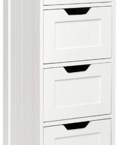 Mondeer Armario Inferior para baño, Madera de ingeniería, Blanco, 3080CM