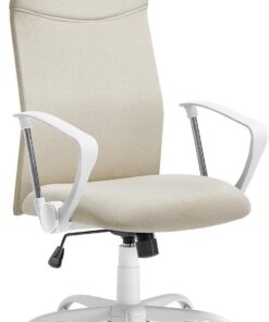 SONGMICS Silla de Oficina, Silla ergonómica, Asiento Giratorio, Asiento Acolchado, Regulable en Altura e inclinable, Capacidad de Carga 120 kg, Color Beige Cappuccino OBN034K01