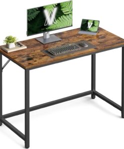 VASAGLE Escritorio, Mesa Oficina Pequeña y Estación Trabajo, Mesa para Teletrabajo, Estudio, Dormitorio, 50 x 100 x 76 cm, Estilo Industrial, Estructura Metal, Marrón Rústico y Negro Tinta LWD41X
