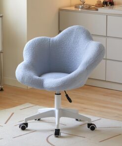 Taburete de tocador, Silla de Maquillaje, Giro de 360°, Altura Ajustable, fácil de Montar, Adecuado para dormitorios y tocadores,Azul,Nylon Feet