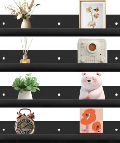 Gucass 4 Piezas Estanteria Pared Sin Taladrar, 30cm Estantes Flotantes Acrílico, Baldas Negro de Pared, Floating Shelves para Decoración Baño, Entrada Recibidor, Cocina, Ahorra Espacio en el Hogar