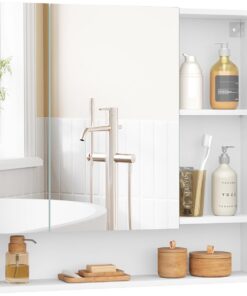 VASAGLE Kailyn Colección - Armario de Baño con Puertas de Espejo, Armario de Pared de Baño, Armario de Pared con Espejo, Estantes Ajustables, 16,5 x 90 x 75 cm, Blanco Nube BBK130W01V1