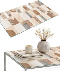 Tapa para Mesa de Centro 120x80 cm | Rectangular | Bordes Pulidos | Fragmento modular | Vetro Temperato | para la Cocina y Salón | Pies Antideslizantes | con Impresión Decorativa