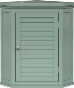 Teamson Home Armario Esquinero de Pared Glancy Verde Salvia Puerta Persiana | Puerta Persiana