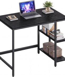 VASAGLE Escritorio, Mesa de Trabajo, 100 x 50 x 76 cm, Estilo Moderno, para Estudio Dormitorio Salón Oficina, Negro Ébano LWD046B04
