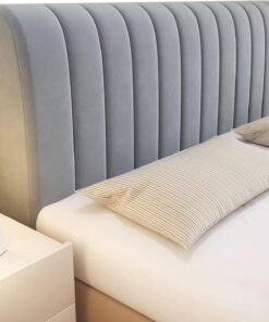 Funda para Cabecero Elástica Single/Double,Suave Color Sólid A Prueba De Polvo Fundas Cabeceros, Decoración para Habitaciones Cubierta De Cabecera De Cama (Color :Gris, Size : 160cm)