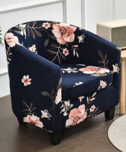 Highdi 2 Piezas Funda de Sillón Chesterfield, Cubre Sofá de 1 Plaza Elásticas Lavable Universal Antideslizantes, Fundas Protector de Butaca Elegante para Dormitorio, Contador (Azul Marino)