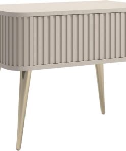 Selsey Mesita de Noche Auxiliar, mesita de Noche, mesita de Noche, 63 cm, cajón ranurado, Empuje para Abrir Suave y Patas Doradas, Color Gris y Beige