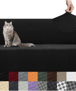 Yemyhom Funda de sofá con diseño jacquard, alta elasticidad, para 3 cojines de sofá, perro, gato, antideslizante, protector de muebles