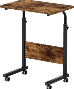 Sogesfurniture - Mesa Auxiliar móvil para Cama y sofá (60 x 40 x 71 – 90 cm), Color marrón