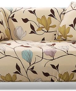 Fundas Elástica para Sofá Cubre Sofá Serie de Flores y Hojas 3 Plaza, Magnolia-Y