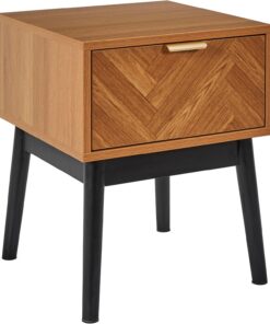 HOME DECO FACTORY, HD0303, Habitación, Modelo Felix, Colección Lounge Edition, Muebles contemporáneos, Muebles, Mesita de Noche, 40 x 50 x 40 cm, Marrón Negro, 40x50x40 cm
